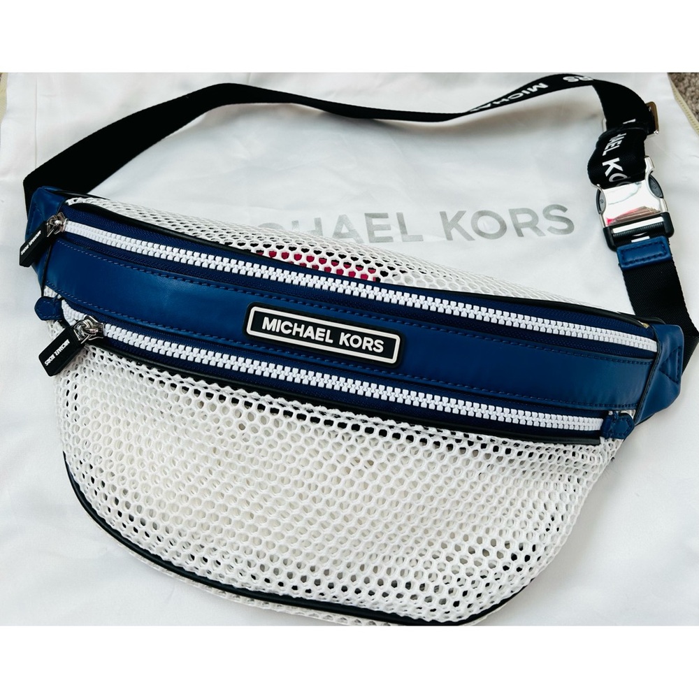 Michael Kors Blue and White Belt Bag (NWOT) Unisex